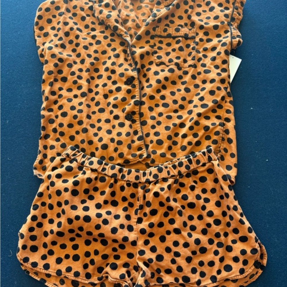 MADEWELL Polka Dot “ animal print”Pajama Set in Brown&  Black- super soft& comfy